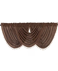GoodGram 2-Pack: Beaded Emerald Crepe Waterfall Valances - 44 in. W x 37 L, Pumpkin Spice/Terracotta