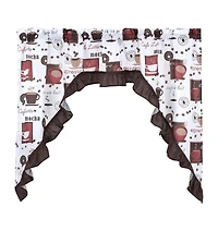 GoodGram Complete 3 Piece Rod Pocket Cafe Tier & Swag Valance "Coffee Shoppe" Kitchen Curtain Set