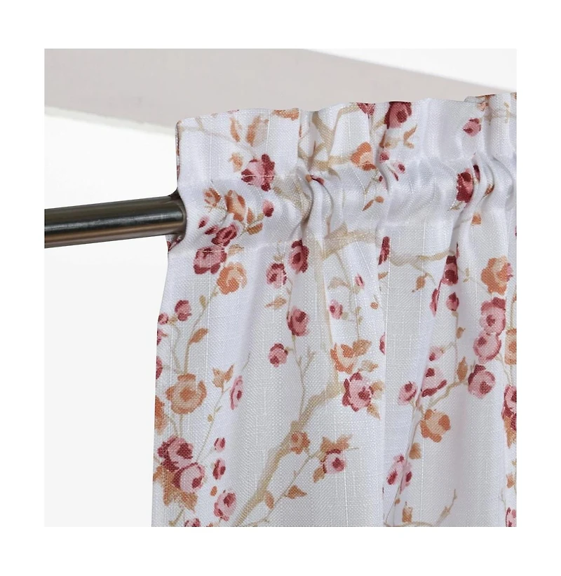 Kate Aurora Complete 3 Piece Rod Pocket Cherry Blossom Cafe Kitchen Curtain Tier & Valance Set