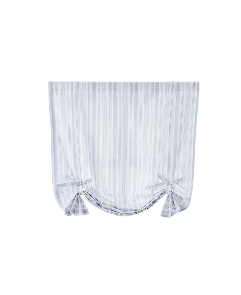 Kate Aurora Country Farmhouse Cotton Striped Tie Up Window Curtain - 63 in. Long