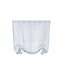 Kate Aurora Country Farmhouse Cotton Striped Tie Up Window Curtain - 63 in. Long