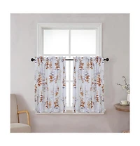 Kate Aurora Watercolor Floral Lillies Complete 3 Piece Rod Pocket Kitchen Curtain Tier & Valance Set - Spice