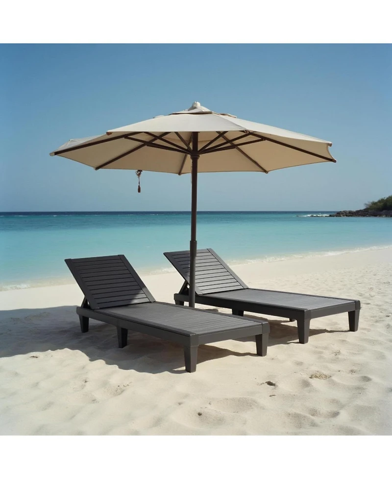 Chic Crate 2-Person Outdoor Chaise Lounge Set - Black
