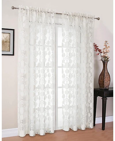 Moroccan Accents by Kate Aurora 1 Piece Rod Pocket Clipped Elegant Sheer Curtain Panel