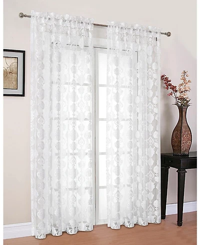 Moroccan Accents by Kate Aurora 1 Piece Rod Pocket Clipped Elegant Sheer Curtain Panel