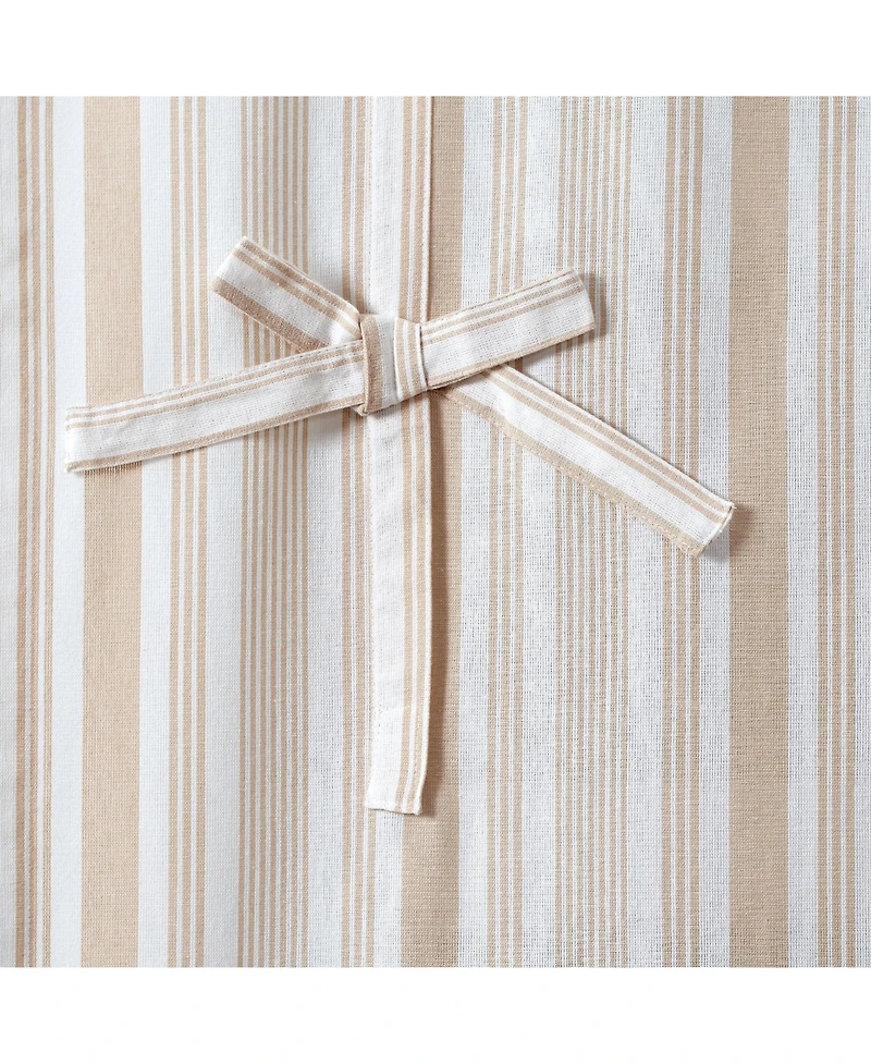 Kate Aurora Country Farmhouse Cotton Striped Tie Up Window Curtain - 63 in. Long