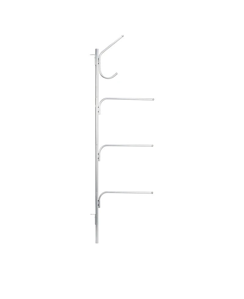 Household Essentials Hinge-It Clutterbuster Steel Valet Family Towel Bar, Silver