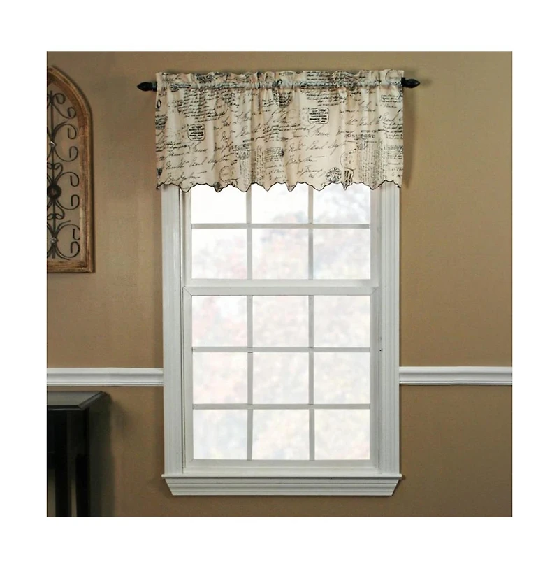 Script Classic Print Room Darkening Window Valance 48" x 15" Natural by Ellis Curtain