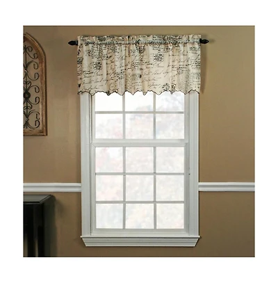 Script Classic Print Room Darkening Window Valance 48" x 15" Natural by Ellis Curtain