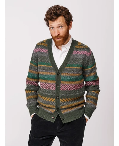 Aubin Men's Fair Isle Wool Cardigan
