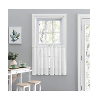 Ellis Curtain Shadow Stripe 1.5" Rod Pocket Tailored Tier Pair for Windows 80" x 30" White