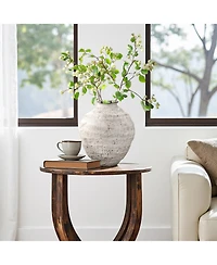 LuxenHome 11.54" Rustic Gray Round Ceramic Vase, Textured Accent for Home Decor