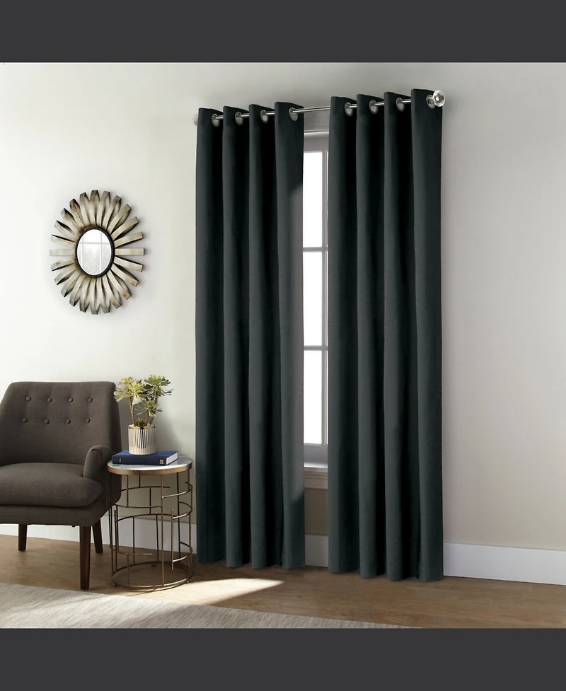 Thermaplus Shadow Blackout Uv Protection Grommet Curtain Panel for Windows 52" x 63" Black