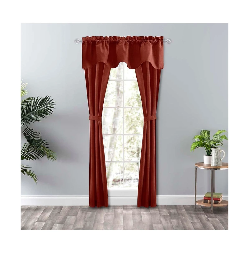 Ellis Curtain Lisa Solid Color Poly Cotton Duck Fabric Lined Scallop Valance 58" x 15" Red