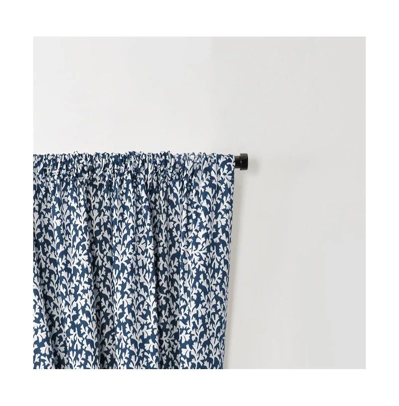 Ellis Curtain Sea Tumble Window Treatment 3" Rod Pocket 100% Cotton Curtain Panels Pairs 100" x 72" Navy