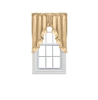 Ellis Stacey Solid Color Window 1.5" Rod Pocket High Quality Fabric Ruffled Swag 60"x38" Almond