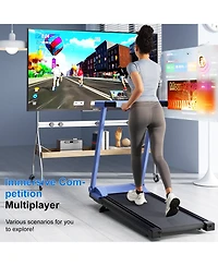 Deerrun Treadmill with 5% Incline, 300lbs Capacity Folding Small Treadmills for Home Portable Running Treadmill with Handles