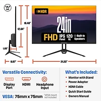 Westinghouse 24" Full Hd Ips Monitor, 100Hz, 1ms Response, Hdr, Adaptive Sync, Built-in Speakers, Hdmi & Vga, Gaming & Office (2025)