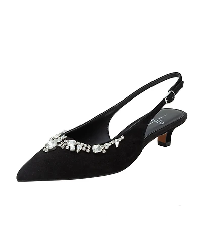 Linea Paolo Crystal | Bejeweled Kitten Heel Slingback Pump