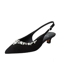 Linea Paolo Crystal | Bejeweled Kitten Heel Slingback Pump