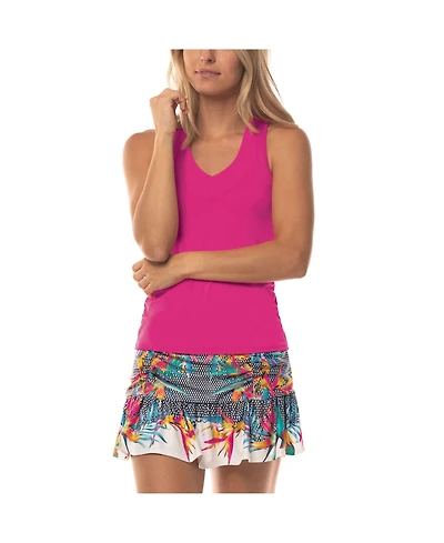 Lucky In Love Women's V-Neck with Built-In Bra Tennis Tank
