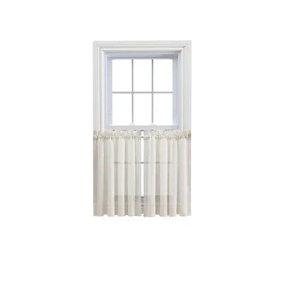Ellis Curtain Cotton Voile 1.5" Rod Pocket Tailored Tier Pair for Windows 80" x 45" Natural