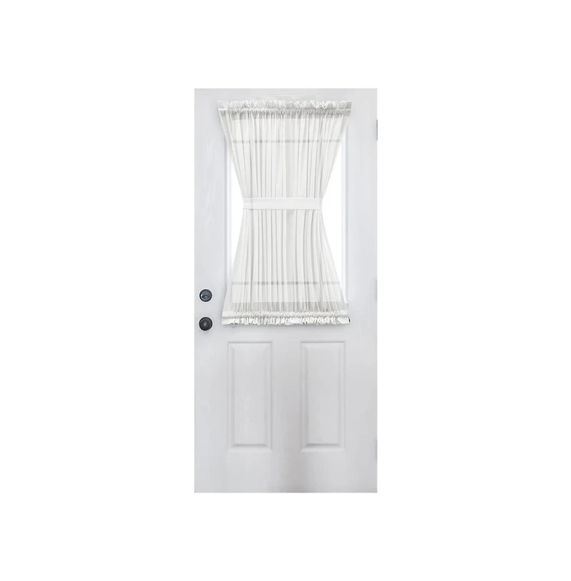 Ellis Curtain Shadow Stripe 1.5" Rod Pocket Semi Sheer Door Curtain Panel 40" x 72" White