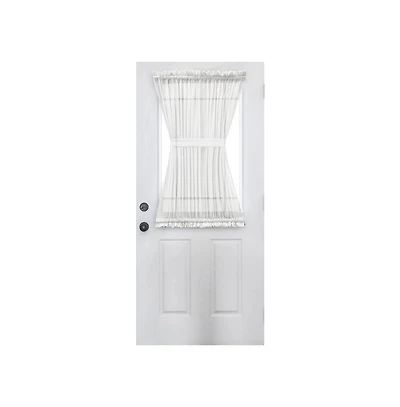 Ellis Curtain Shadow Stripe 1.5" Rod Pocket Semi Sheer Door Curtain Panel 40" x 72" White