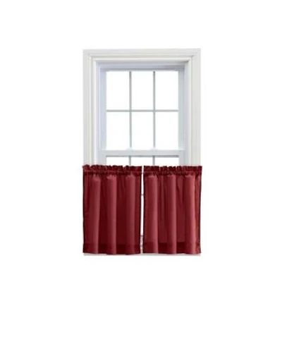 Ellis Stacey 1.5 X22 Rod Pocket High Quality Fabric Solid Color Window Tailored Tier Pair 56 X22x24 X22 Merlot