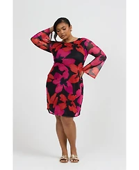 Fashion-szn Curve Women's Bold Floral Print Mini Dress