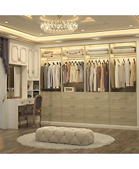 Freestanding 2FT Closet System with 3 Wooden Drawers, 24'' Organizer Hanging Rod & Shelves