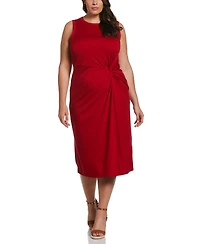 Ella Rafaella Plus Ponte Knit Twist Front Sleeveless Midi Dress