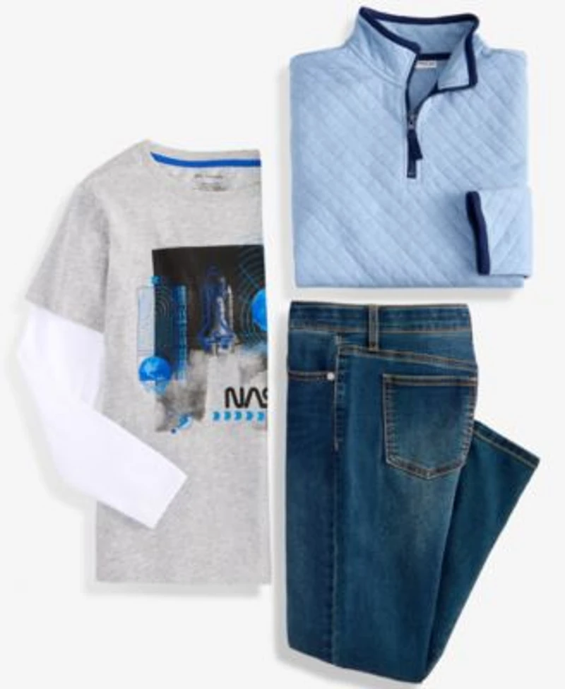 Epic Threads Big Boys Quarter Zip Jacket Nasa T Shirt Stretch Jeans Macys Exclusive