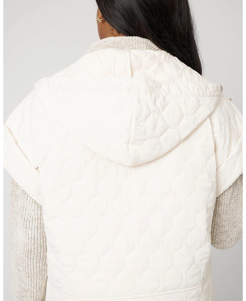 Cable & Gauge Women's Quilted Dolman Short Sleeve Zip Up Jacket