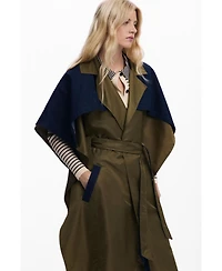 Desigual Women's Bimaterial trench-style poncho