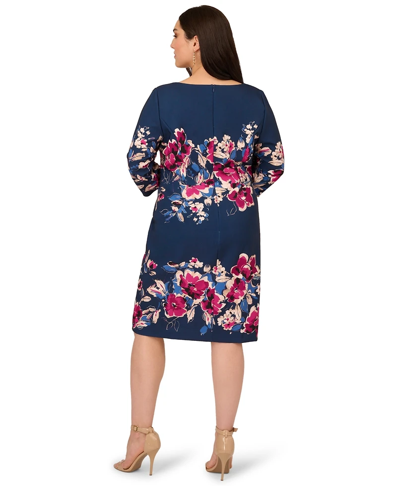Adrianna Papell Plus Floral Printed Midi Dress