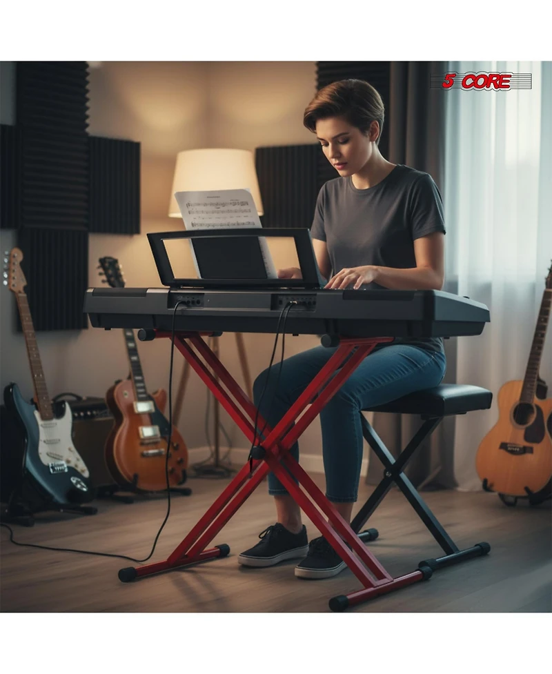 5 Core Keyboard Stand Dual X Shape Adjustable Foldable Portable Key Board Dj Controller Stands