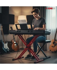 5 Core Keyboard Stand Dual X Shape Adjustable Foldable Portable Key Board Dj Controller Stands