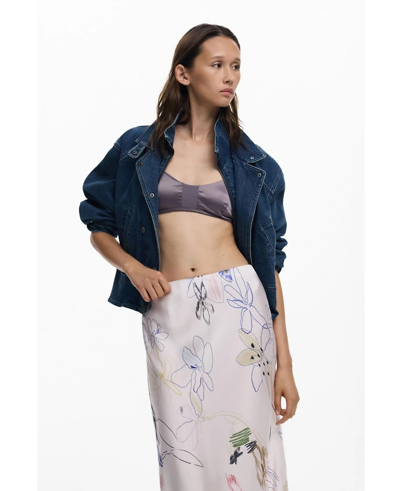 Desigual Women's Long skirt with strokes