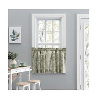 Ellis Curtain Lexington Leaf Pattern on Colored Ground Curtain Tiers 56"x24" Sage
