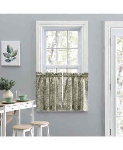 Ellis Curtain Lexington Leaf Pattern On Colored Ground Curtain Tiers 56 X22x24 X22 Sage