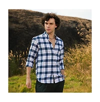 Campus Sutra Men's Navy Blue Bi-Buffalo Check Shirt