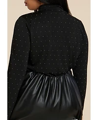 Eloquii Women's Embellished Mockneck Top