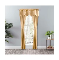 Ellis Curtain Lisa Solid Color Poly Cotton Duck Fabric Tailored Panel Pair with Ties 56" x 63" Butter