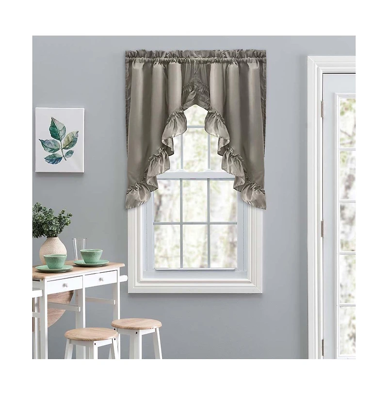 Ellis Stacey 1.5" Rod Pocket High Quality Fabric Solid Color Window Ruffled Swag 60"x38