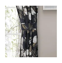 Ellis Curtain Magnolia Lined 3" Rod Pocket Curtain Panel Pair with Tiebacks 100" x 63