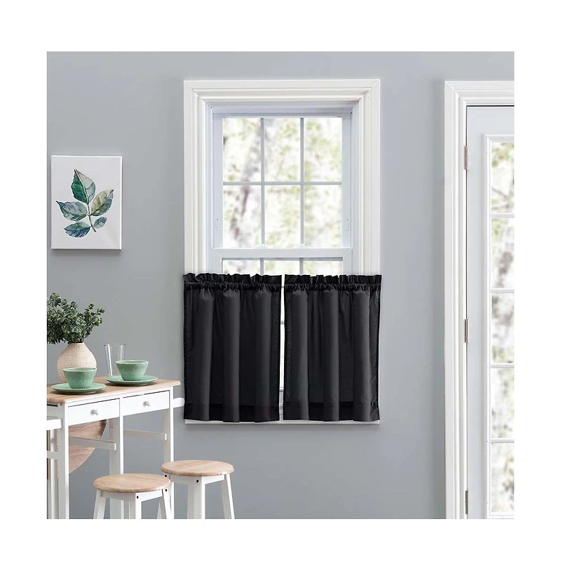 Ellis Stacey Solid Color Window 1.5" Rod Pocket High Quality Fabric Tailored Tier Pair 56"x24