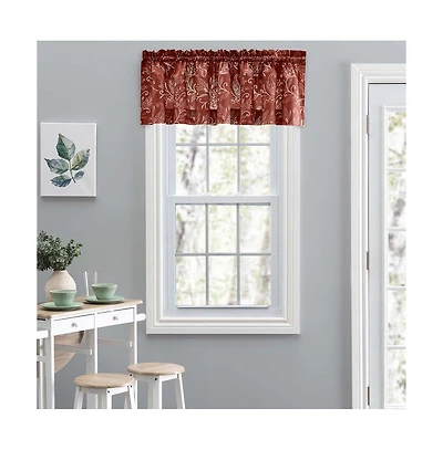 Ellis Curtain Lexington Leaf Pattern on Colored Ground Tailored Valance 58"x15" Brick