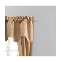 Ellis Curtain Lisa Solid Color Poly Cotton 3" Rod Pocket Duck Fabric Lined Scallop Valance 58" x 15" Tan