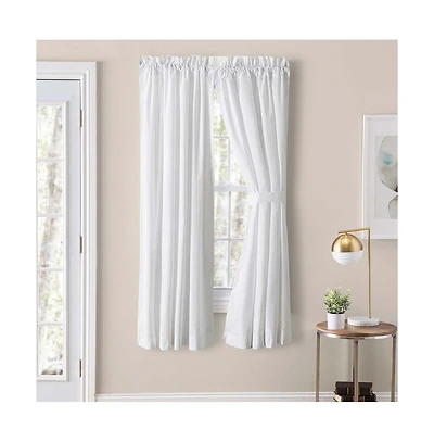 Ellis Classic Tailored Design in a Perma Press Fabric 3" Rod Pocket Tailored Pair with Ties 80"x63" White